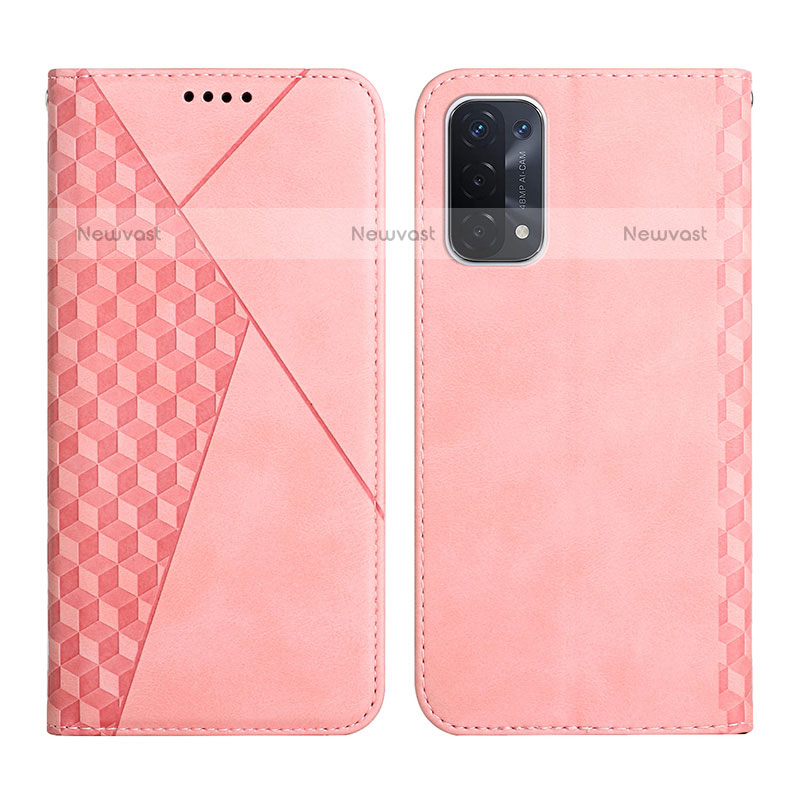 Leather Case Stands Flip Cover Holder Y02X for Oppo A93 5G Rose Gold