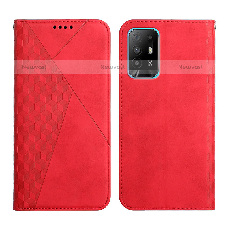 Leather Case Stands Flip Cover Holder Y02X for Oppo A95 5G Red