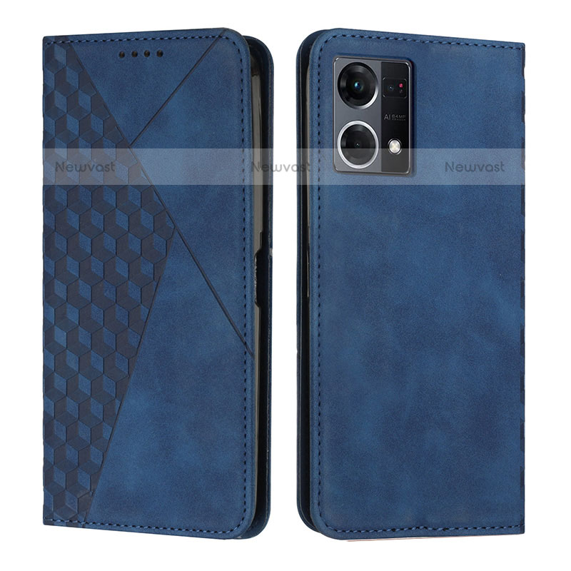 Leather Case Stands Flip Cover Holder Y02X for Oppo F21 Pro 4G Blue