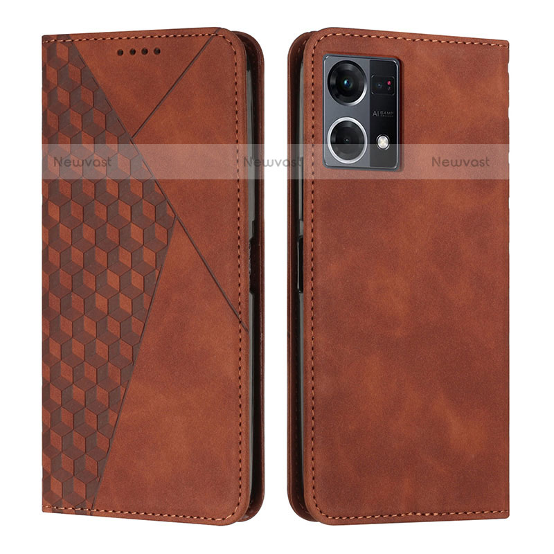 Leather Case Stands Flip Cover Holder Y02X for Oppo F21 Pro 4G Brown