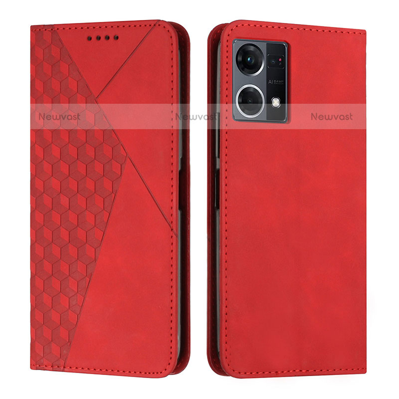 Leather Case Stands Flip Cover Holder Y02X for Oppo F21 Pro 4G Red