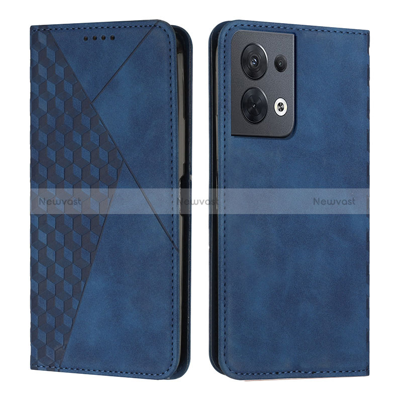 Leather Case Stands Flip Cover Holder Y02X for Oppo Reno9 Pro 5G Blue