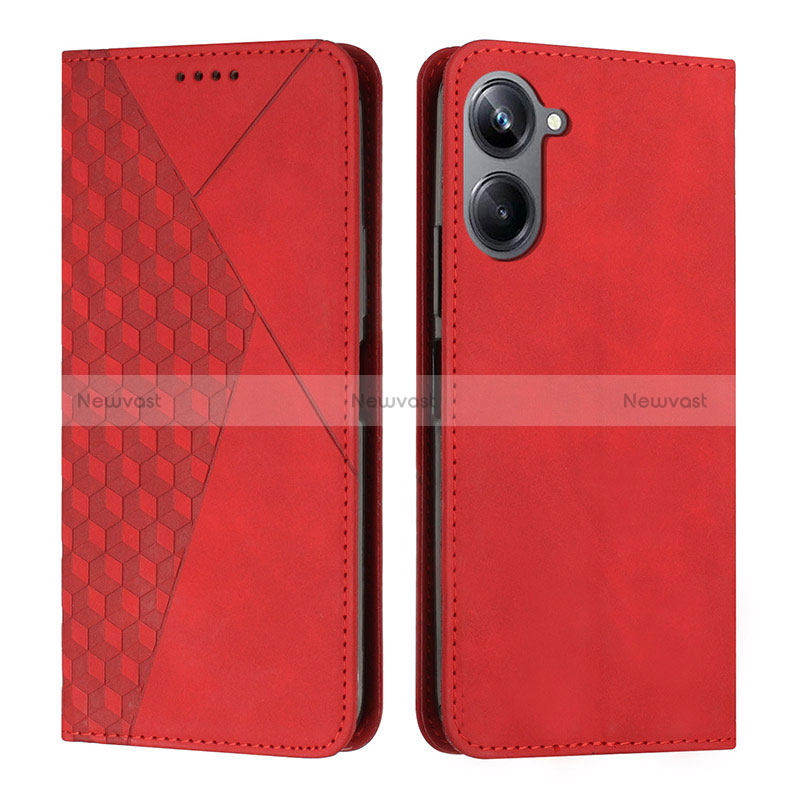 Leather Case Stands Flip Cover Holder Y02X for Realme 10 4G Red