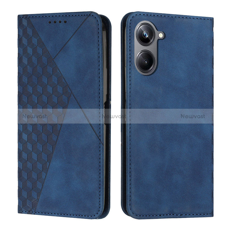 Leather Case Stands Flip Cover Holder Y02X for Realme 10 Pro 5G Blue