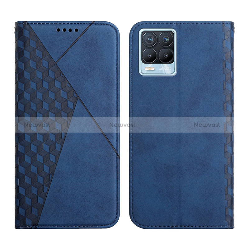 Leather Case Stands Flip Cover Holder Y02X for Realme 8 4G Blue