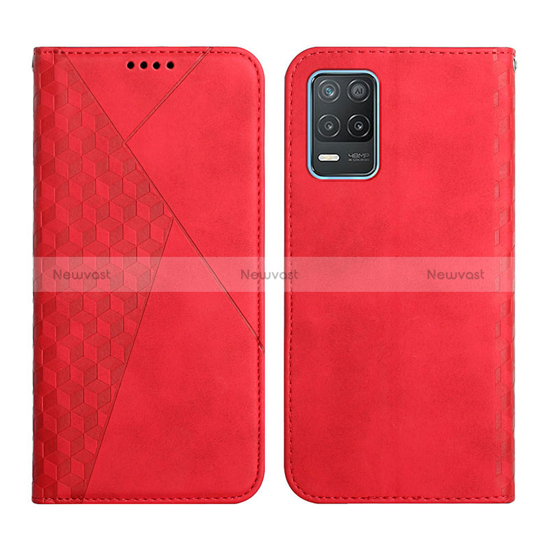 Leather Case Stands Flip Cover Holder Y02X for Realme 8 5G Red