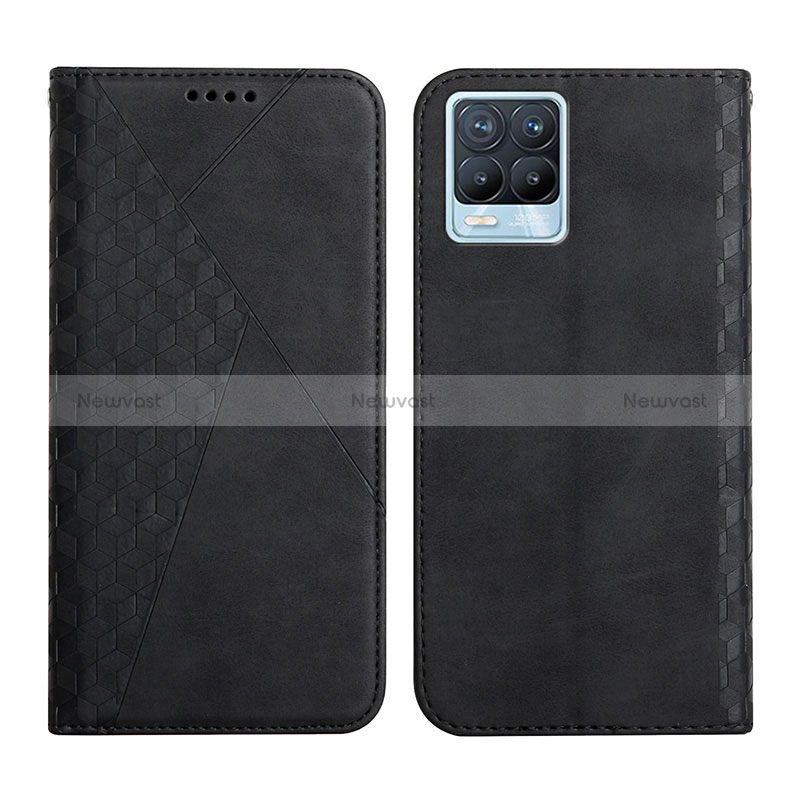 Leather Case Stands Flip Cover Holder Y02X for Realme 8 Pro Black