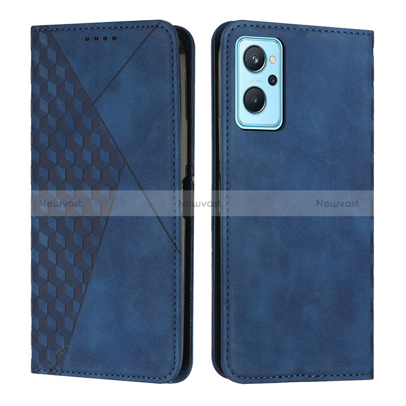 Leather Case Stands Flip Cover Holder Y02X for Realme 9i 5G Blue