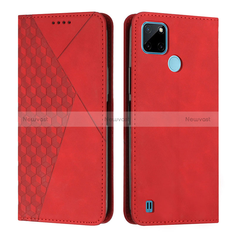 Leather Case Stands Flip Cover Holder Y02X for Realme C25Y India Red