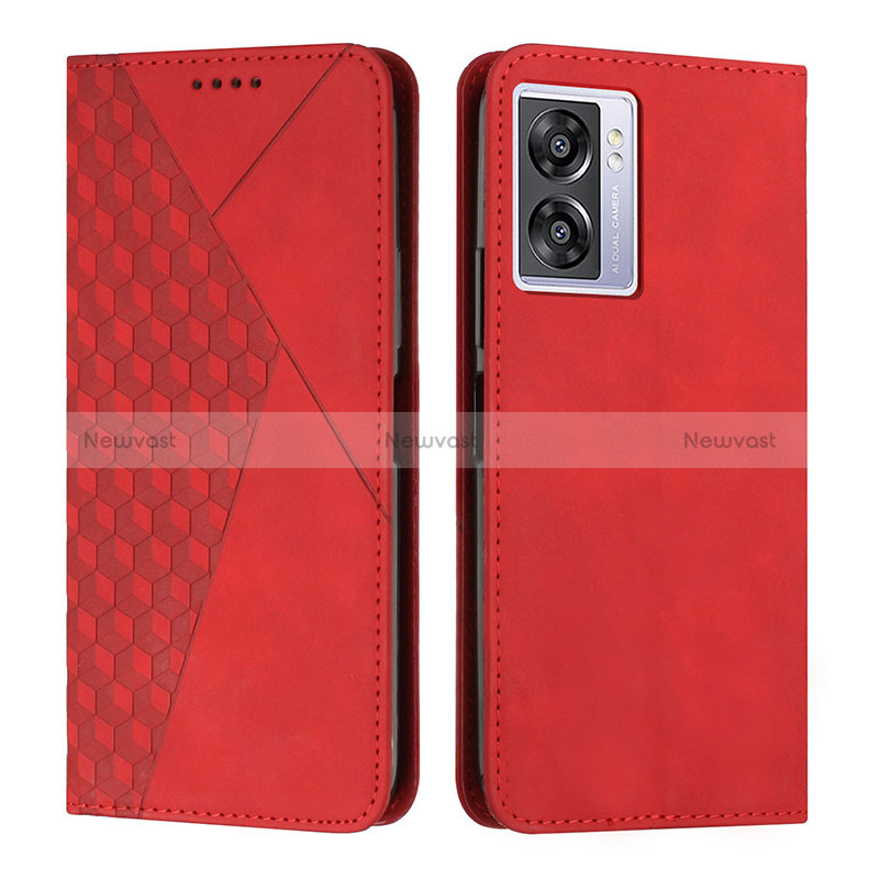 Leather Case Stands Flip Cover Holder Y02X for Realme Q5i 5G Red