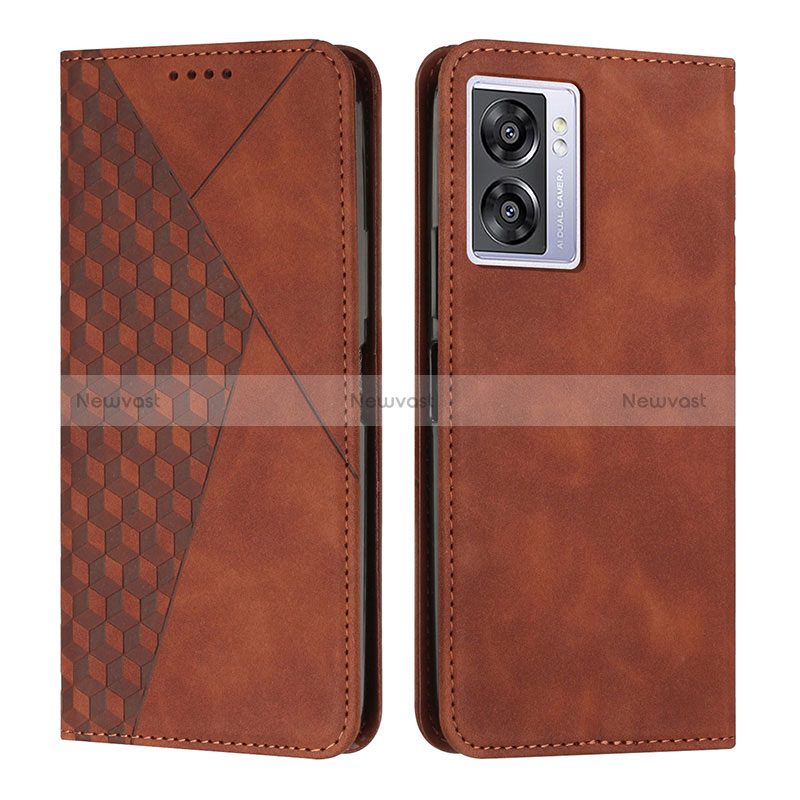 Leather Case Stands Flip Cover Holder Y02X for Realme V23 5G Brown