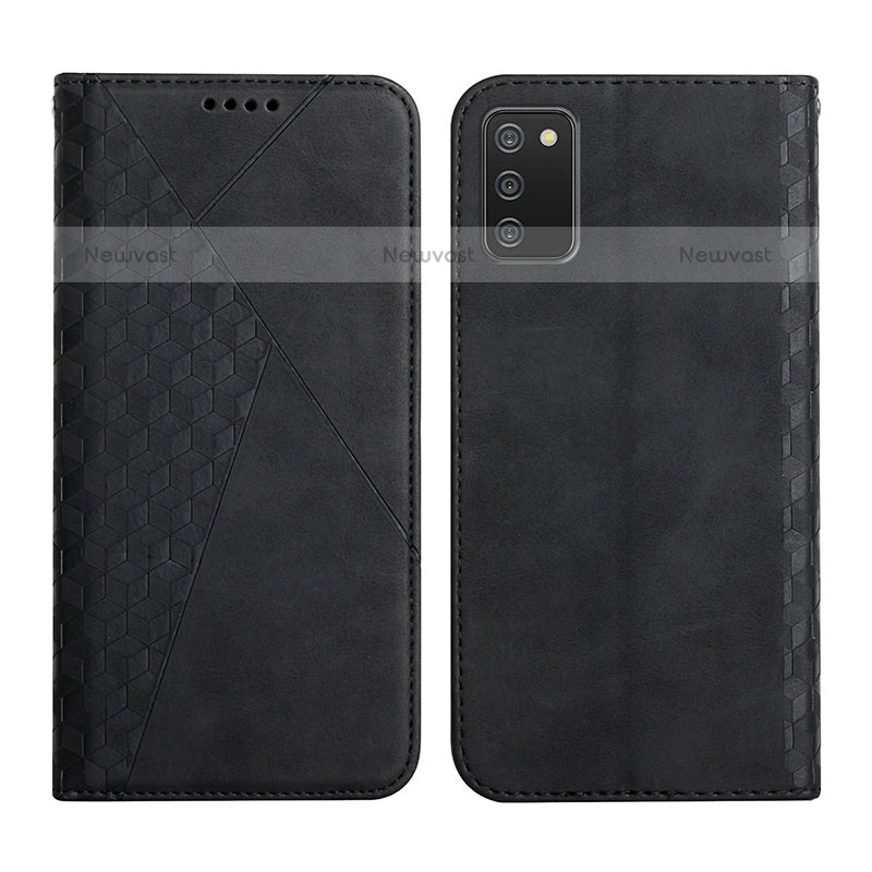 Leather Case Stands Flip Cover Holder Y02X for Samsung Galaxy A02s Black