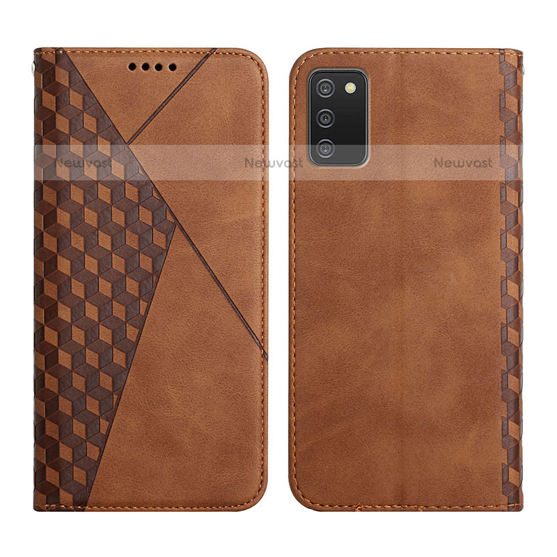 Leather Case Stands Flip Cover Holder Y02X for Samsung Galaxy A02s Brown