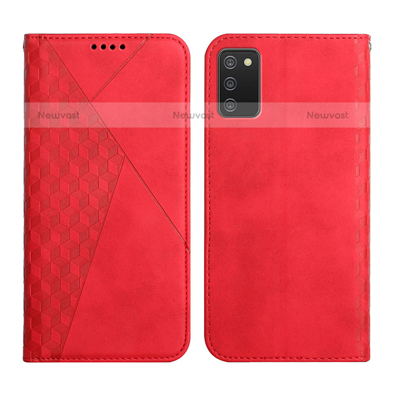 Leather Case Stands Flip Cover Holder Y02X for Samsung Galaxy A02s Red