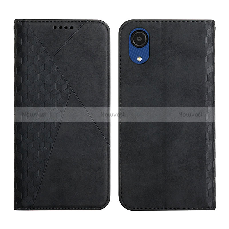 Leather Case Stands Flip Cover Holder Y02X for Samsung Galaxy A03 Core Black