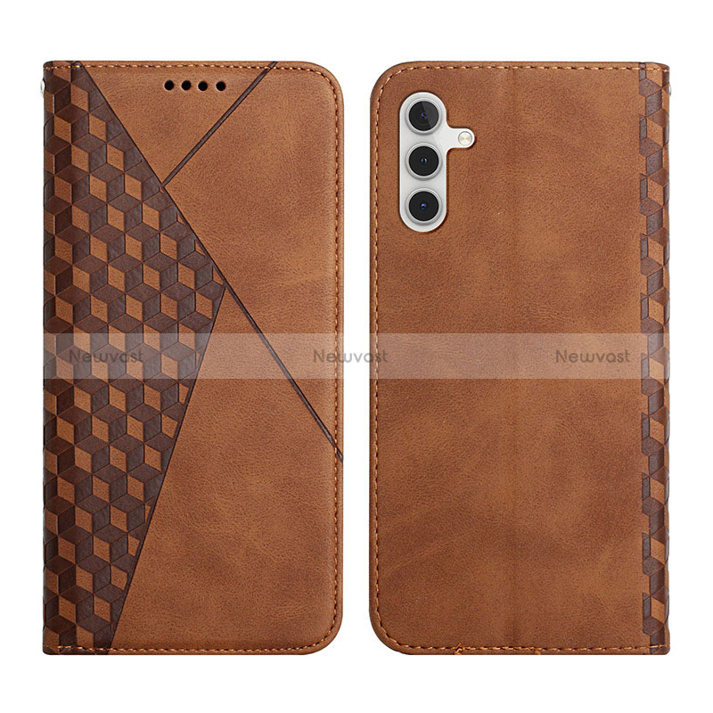 Leather Case Stands Flip Cover Holder Y02X for Samsung Galaxy A04s Brown