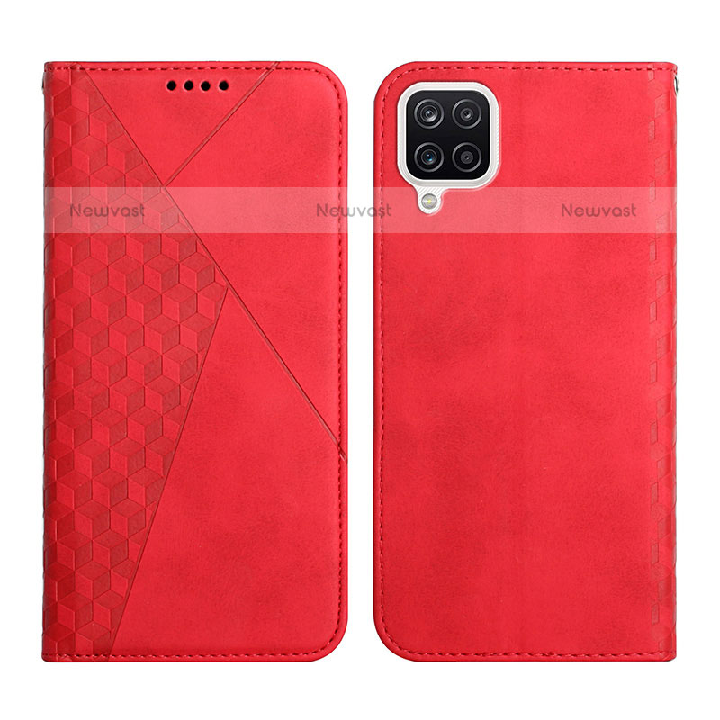 Leather Case Stands Flip Cover Holder Y02X for Samsung Galaxy A12 Red