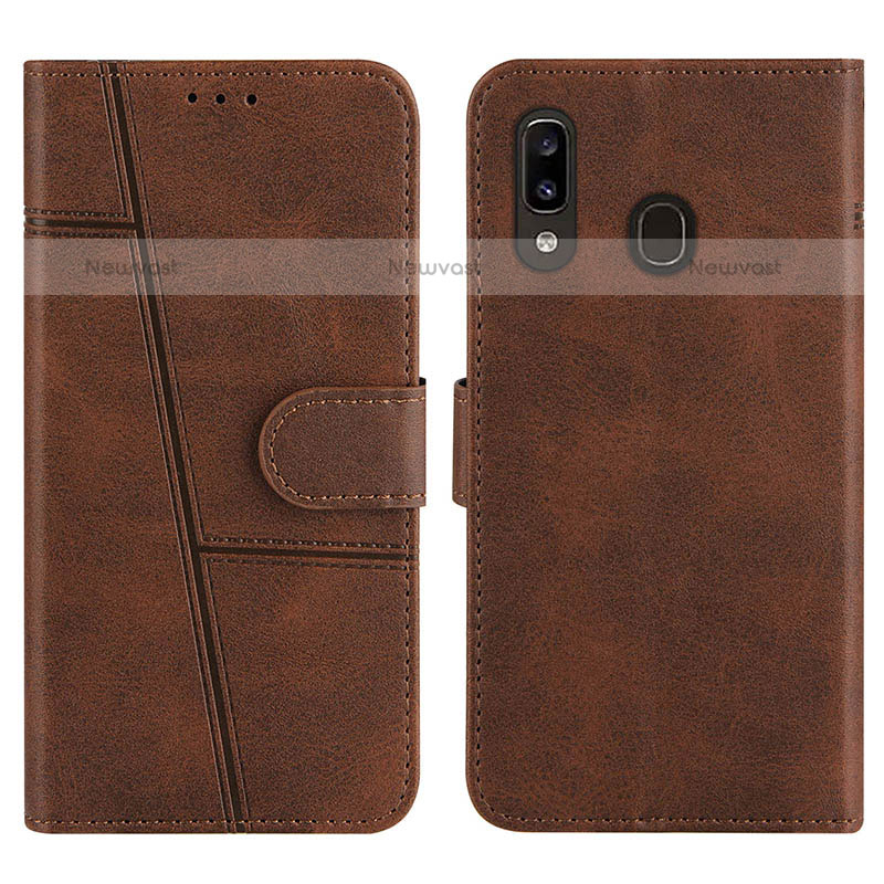 Leather Case Stands Flip Cover Holder Y02X for Samsung Galaxy A20