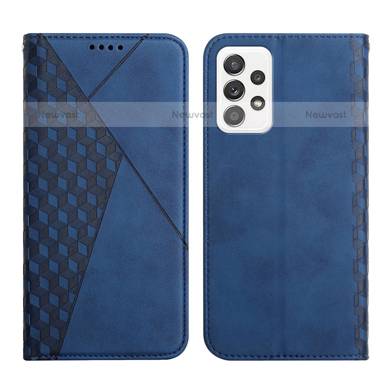 Leather Case Stands Flip Cover Holder Y02X for Samsung Galaxy A23 5G Blue