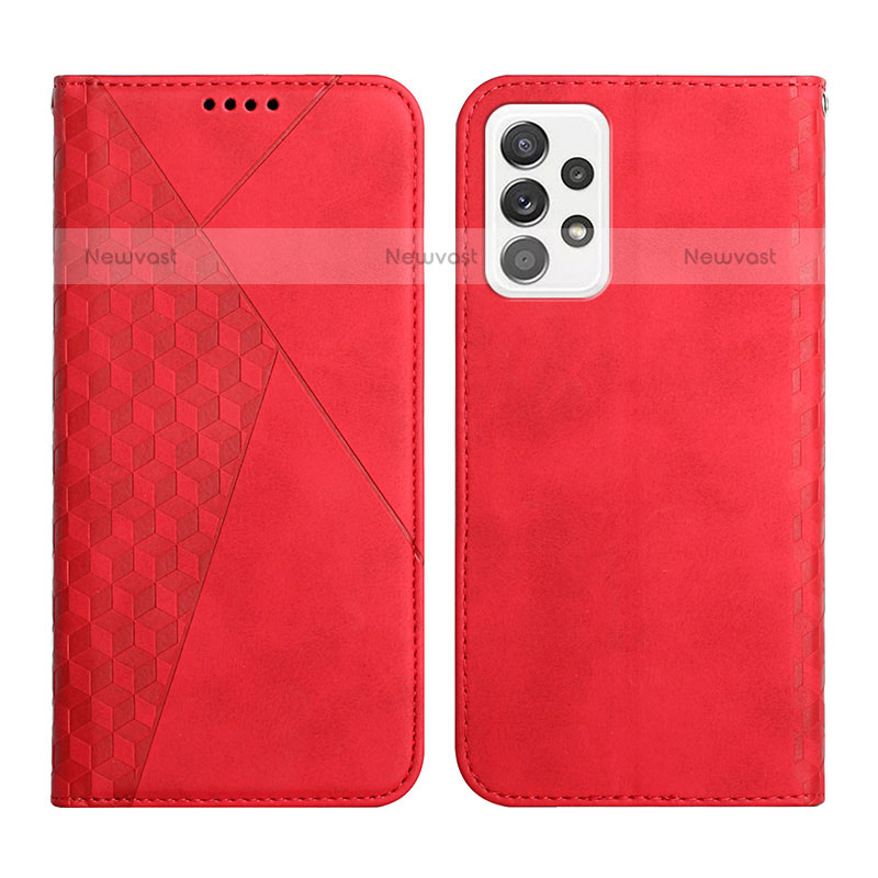 Leather Case Stands Flip Cover Holder Y02X for Samsung Galaxy A23 5G Red