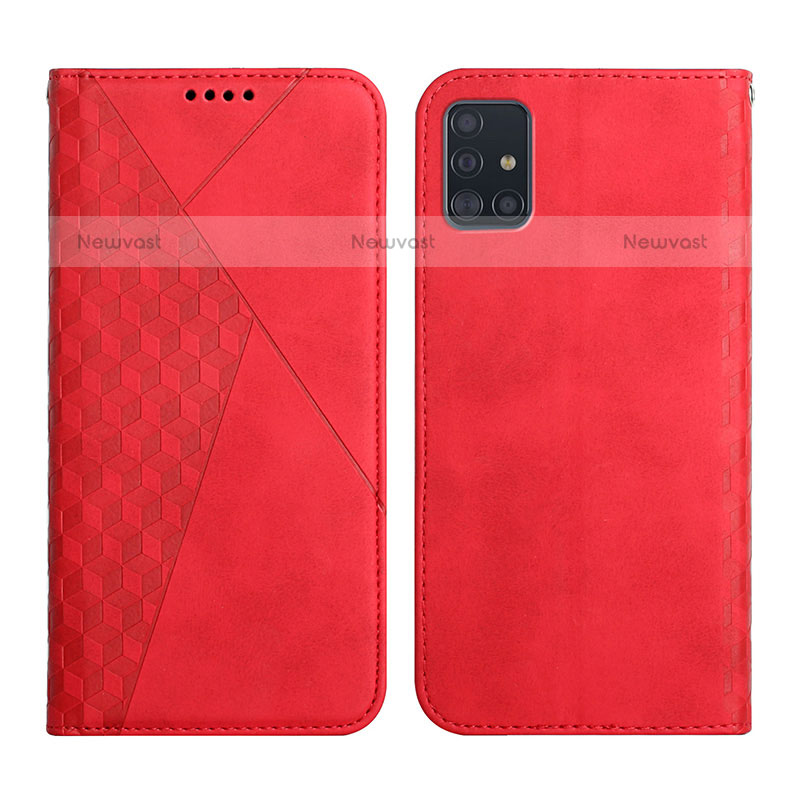 Leather Case Stands Flip Cover Holder Y02X for Samsung Galaxy A71 4G A715 Red