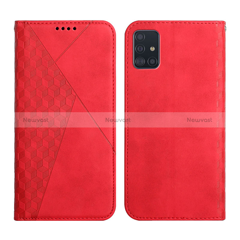 Leather Case Stands Flip Cover Holder Y02X for Samsung Galaxy A71 5G Red