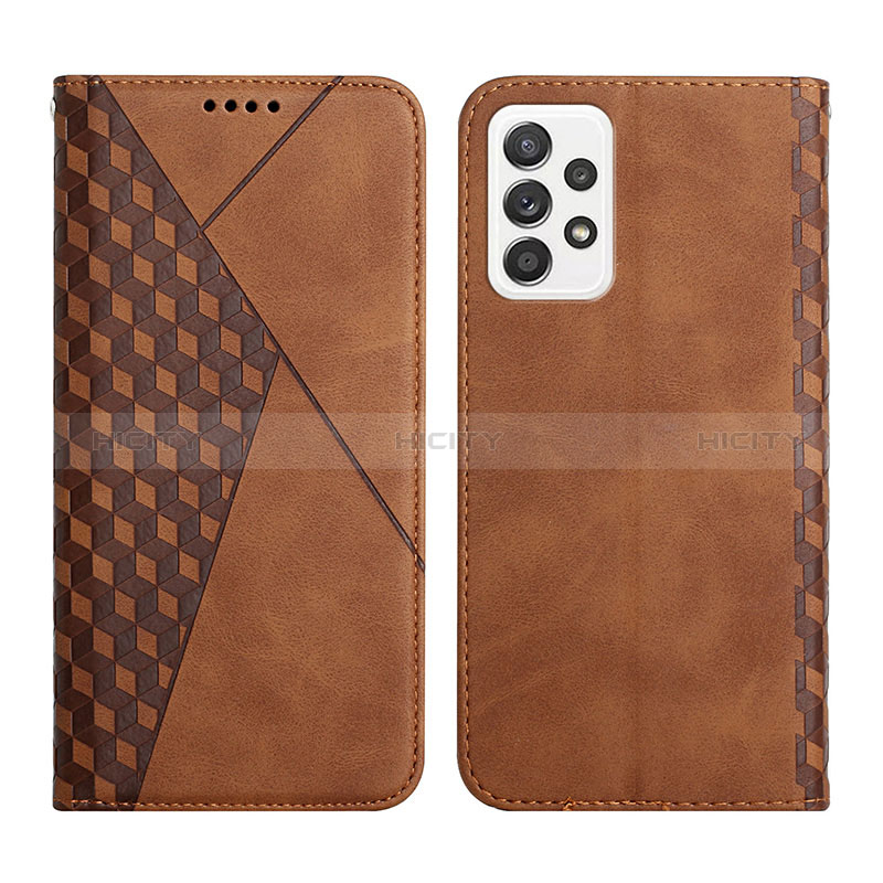 Leather Case Stands Flip Cover Holder Y02X for Samsung Galaxy A72 4G Brown