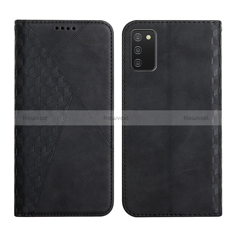 Leather Case Stands Flip Cover Holder Y02X for Samsung Galaxy F02S SM-E025F Black