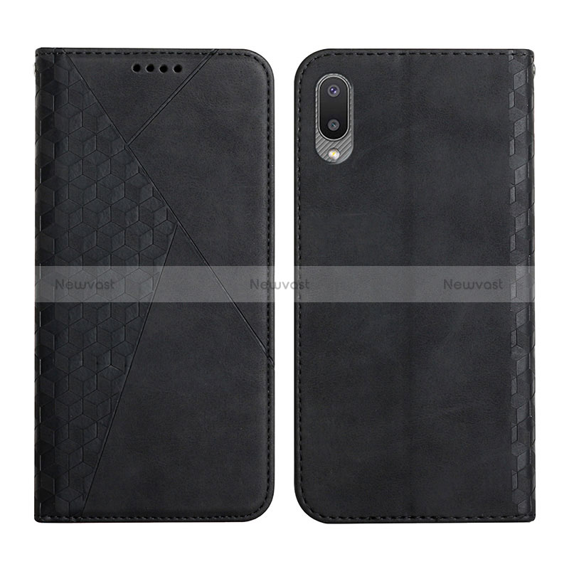 Leather Case Stands Flip Cover Holder Y02X for Samsung Galaxy M02 Black