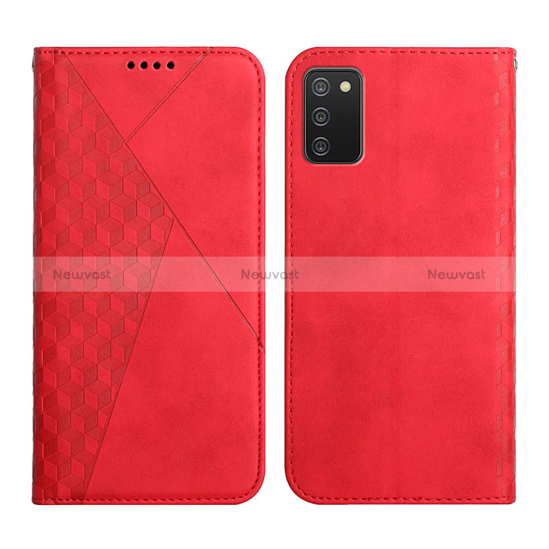 Leather Case Stands Flip Cover Holder Y02X for Samsung Galaxy M02s Red