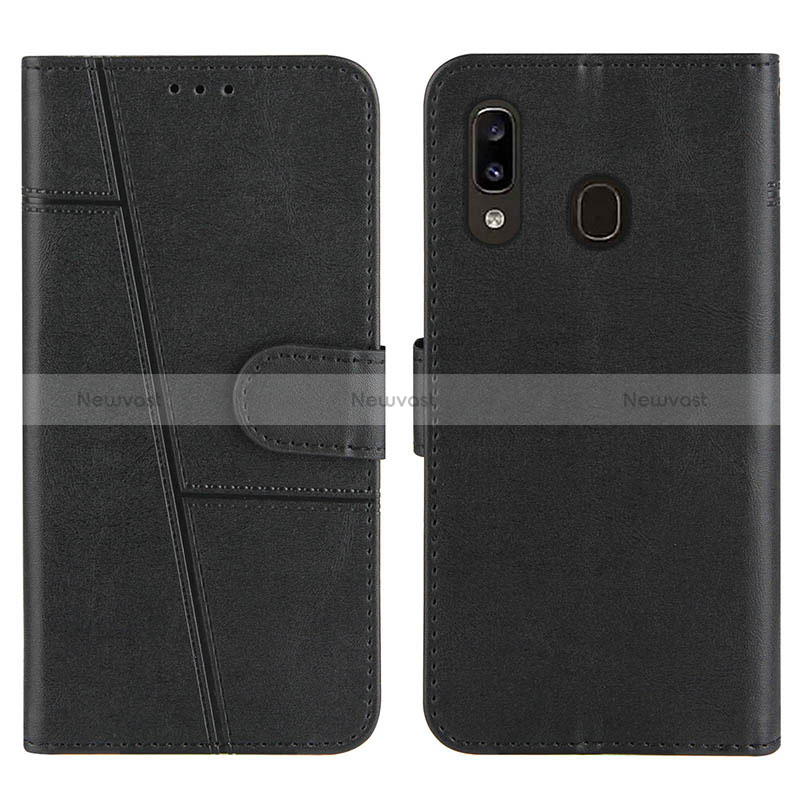 Leather Case Stands Flip Cover Holder Y02X for Samsung Galaxy M10S Black