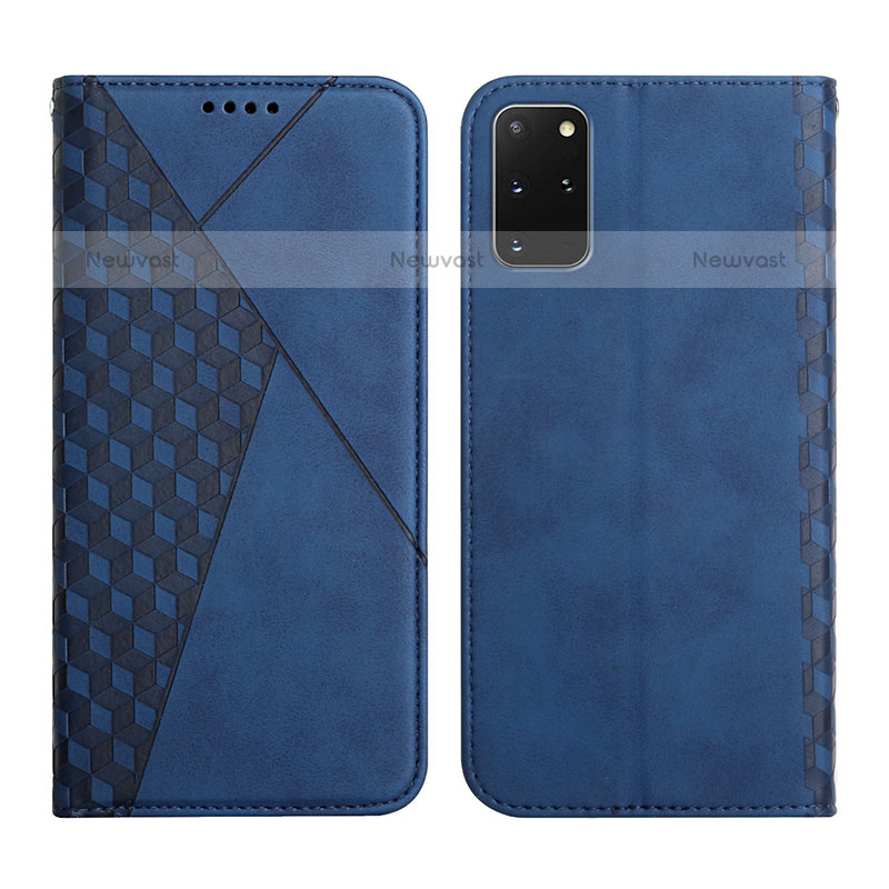 Leather Case Stands Flip Cover Holder Y02X for Samsung Galaxy S20 Plus Blue