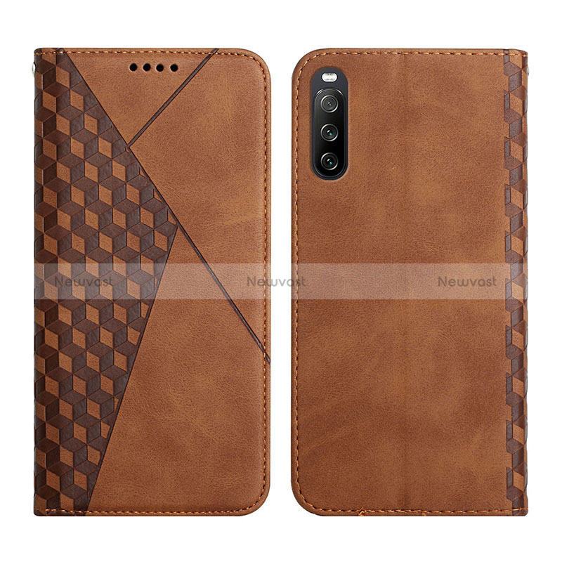 Leather Case Stands Flip Cover Holder Y02X for Sony Xperia 10 III SO-52B Brown