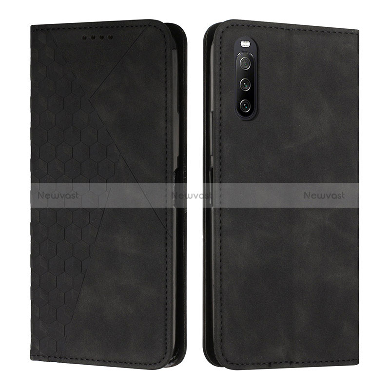 Leather Case Stands Flip Cover Holder Y02X for Sony Xperia 10 IV SO-52C Black