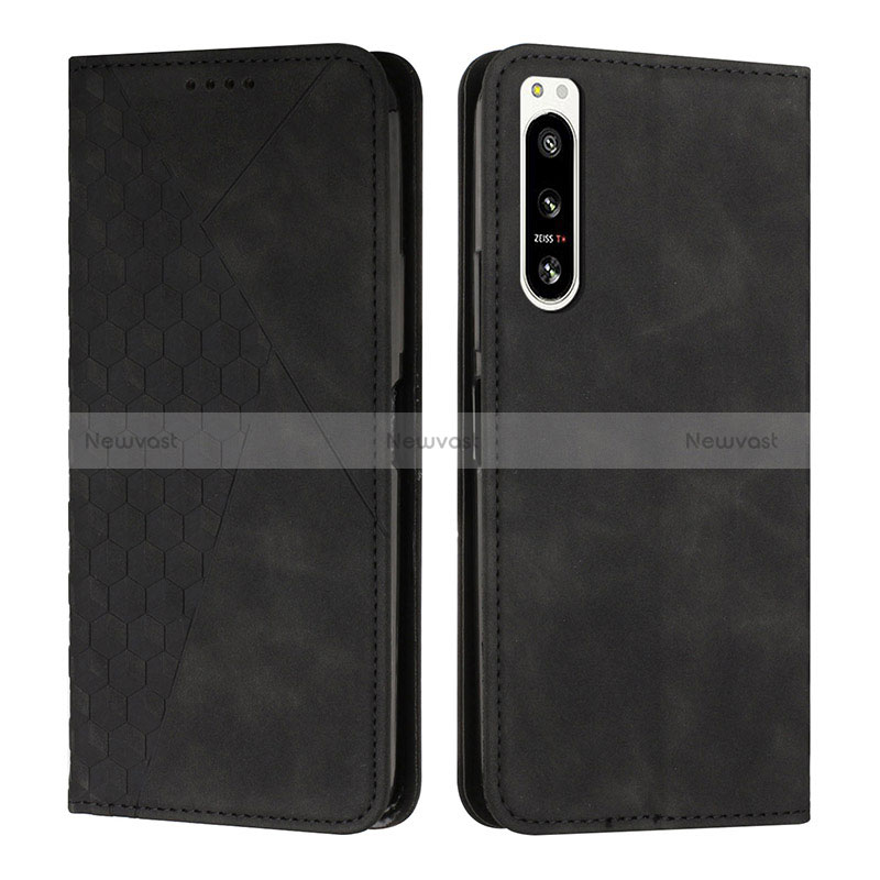 Leather Case Stands Flip Cover Holder Y02X for Sony Xperia 5 IV Black