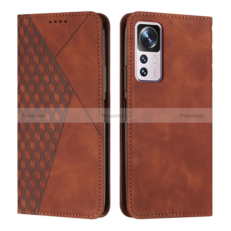 Leather Case Stands Flip Cover Holder Y02X for Xiaomi Mi 12T 5G Brown