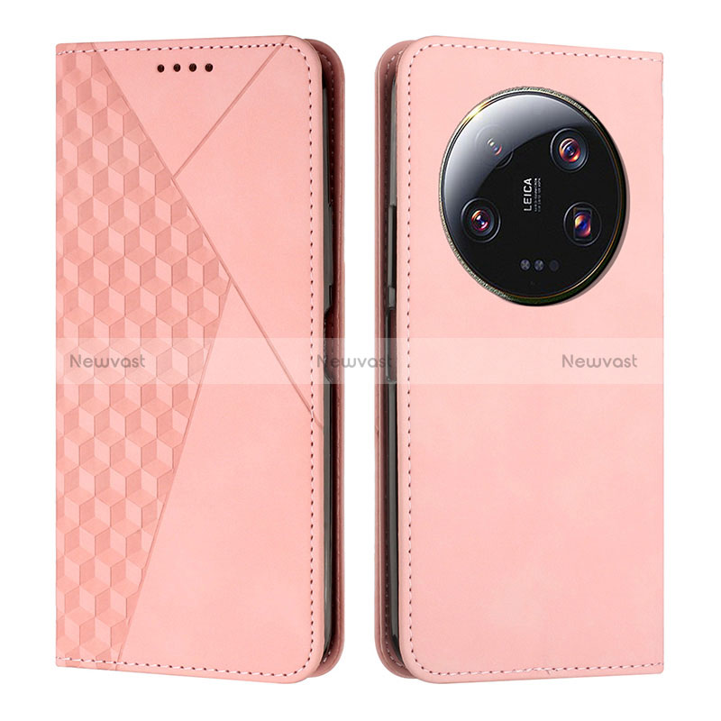 Leather Case Stands Flip Cover Holder Y02X for Xiaomi Mi 13 Ultra 5G Rose Gold