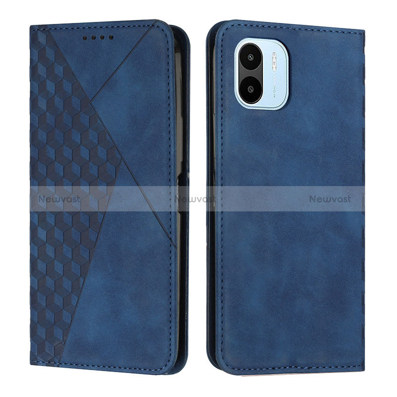 Leather Case Stands Flip Cover Holder Y02X for Xiaomi Poco C51 Blue