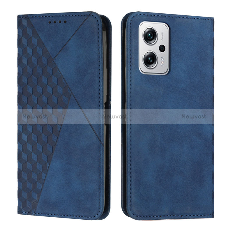 Leather Case Stands Flip Cover Holder Y02X for Xiaomi Poco X4 GT 5G Blue