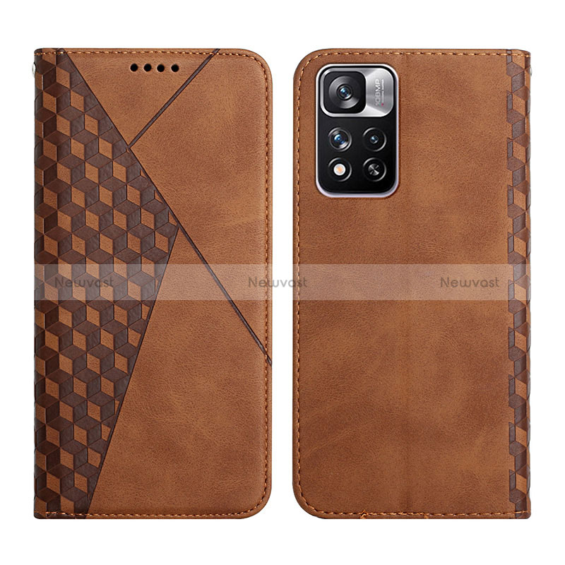 Leather Case Stands Flip Cover Holder Y02X for Xiaomi Poco X4 NFC Brown