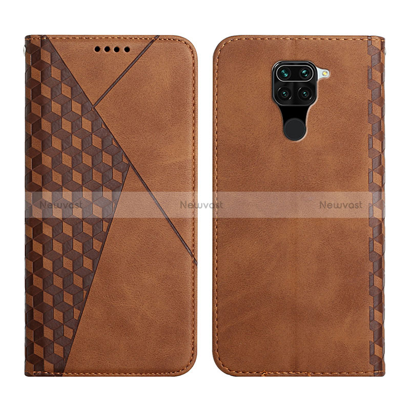 Leather Case Stands Flip Cover Holder Y02X for Xiaomi Redmi 10X 4G Brown