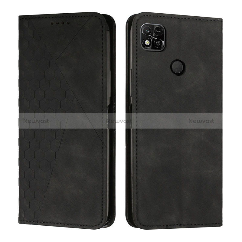 Leather Case Stands Flip Cover Holder Y02X for Xiaomi Redmi 9C Black