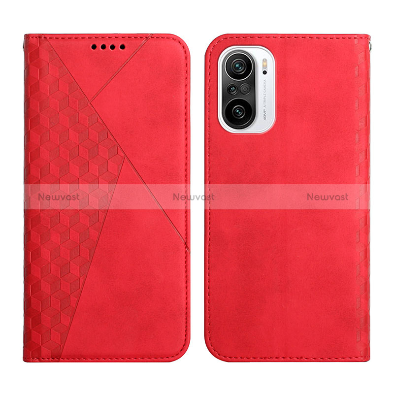 Leather Case Stands Flip Cover Holder Y02X for Xiaomi Redmi K40 Pro 5G Red