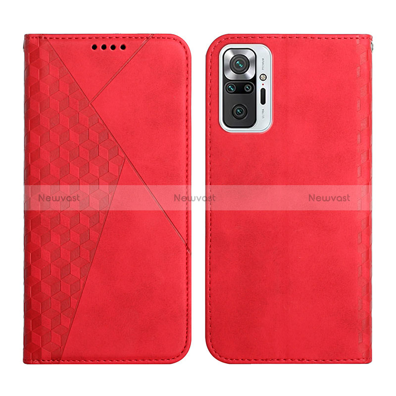 Leather Case Stands Flip Cover Holder Y02X for Xiaomi Redmi Note 10 Pro 4G Red