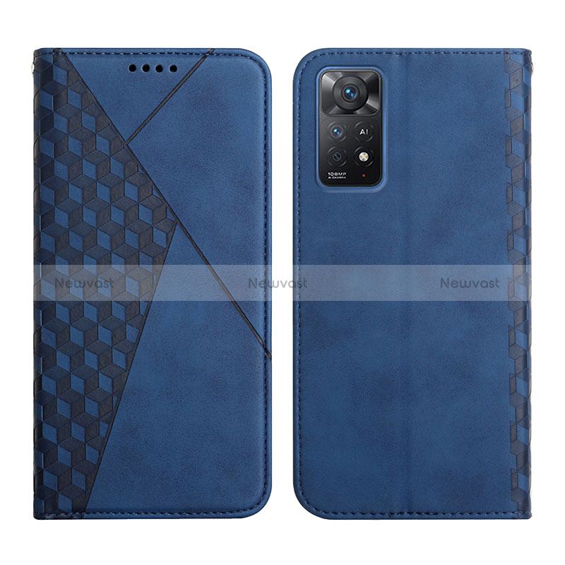 Leather Case Stands Flip Cover Holder Y02X for Xiaomi Redmi Note 11 Pro 5G Blue