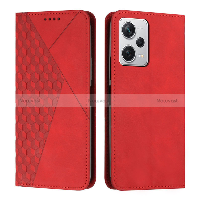 Leather Case Stands Flip Cover Holder Y02X for Xiaomi Redmi Note 12 Pro 5G Red