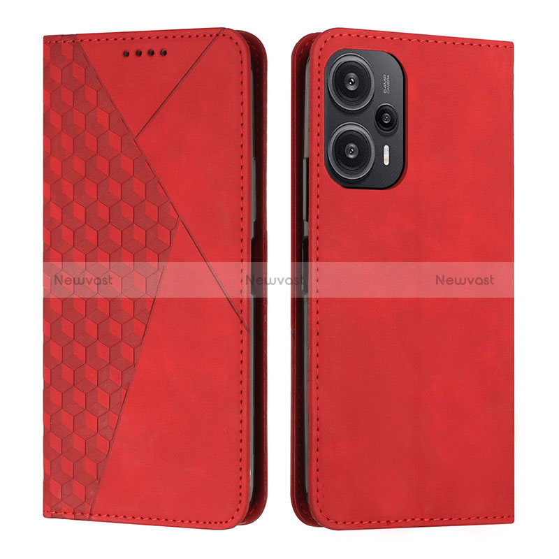 Leather Case Stands Flip Cover Holder Y02X for Xiaomi Redmi Note 12 Turbo 5G Red