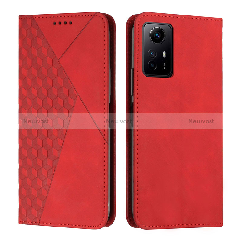 Leather Case Stands Flip Cover Holder Y02X for Xiaomi Redmi Note 12S Red