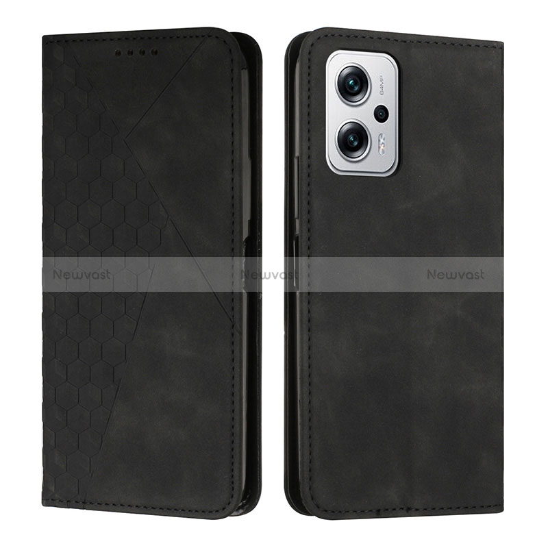 Leather Case Stands Flip Cover Holder Y02X for Xiaomi Redmi Note 12T Pro 5G Black