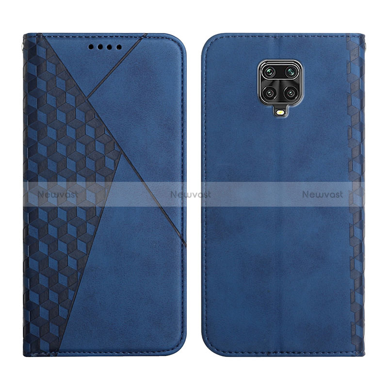 Leather Case Stands Flip Cover Holder Y02X for Xiaomi Redmi Note 9 Pro Blue